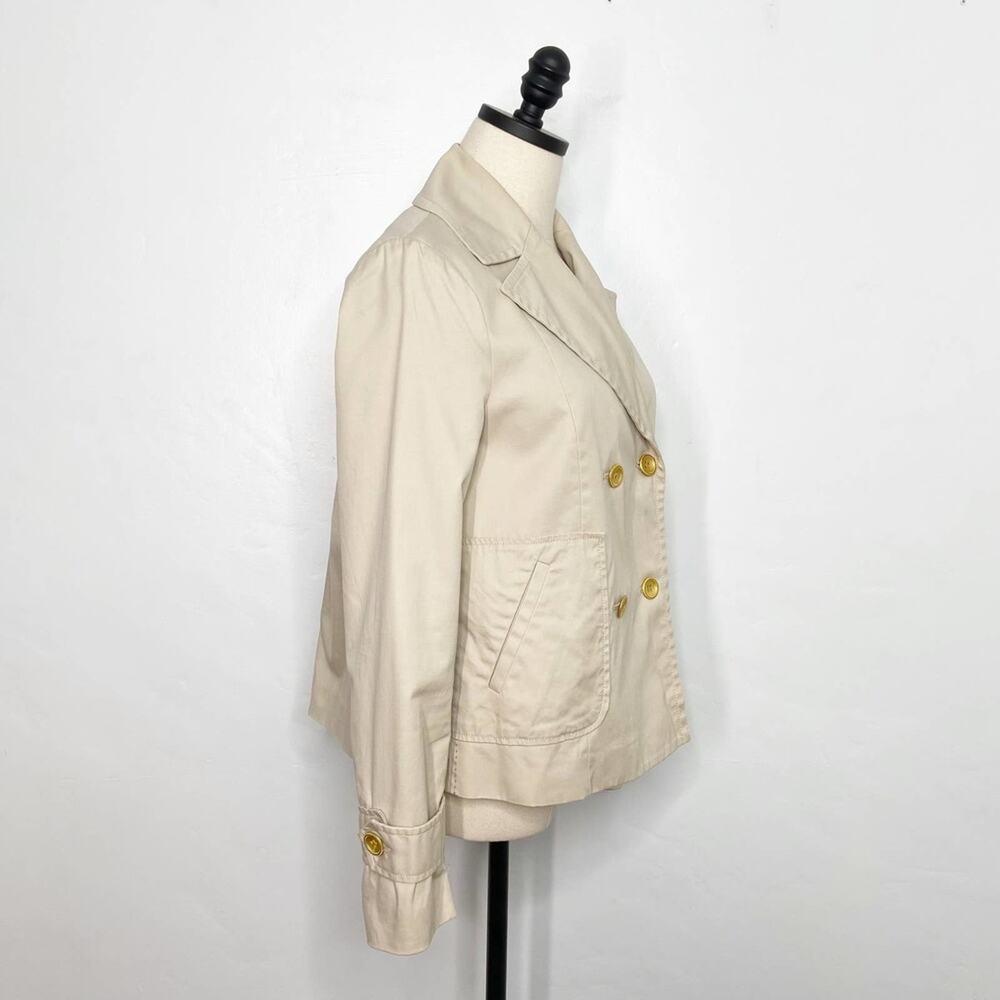 Anthropologie Cartonnier Alderley Pea Coat Tan Jacket Pleated Boho Size 2 - Picture 6 of 14